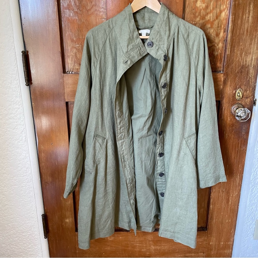 Garnet Hill Green linen top coat size 12